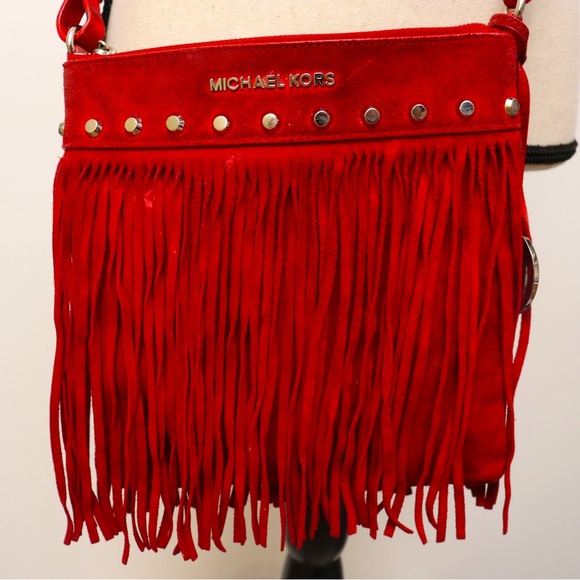 Michael Kors red fringe Crossbody w original dust bag - Picture 1 of 13